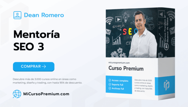 Mentoría SEO 3 de Dean Romero - Programa de formación profesional en posicionamiento web con mentoría personalizada